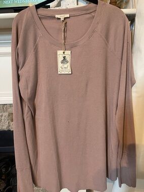 easel Scoop Neck Long Sleeve Top in Dusty Mauve 1X - NWT